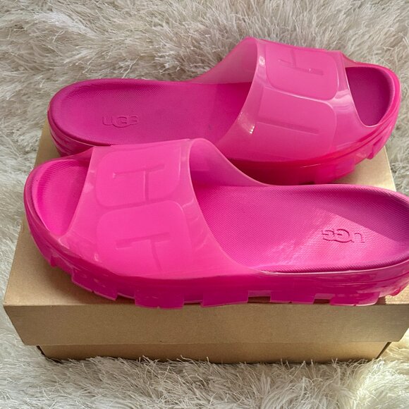 UGG Women's Vibrant Pink Slide Sandals - Picture 2 of 5